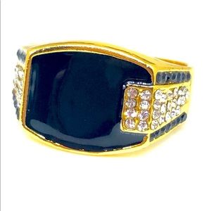 18k Yellow Gold Plated Faux Onyx Ring